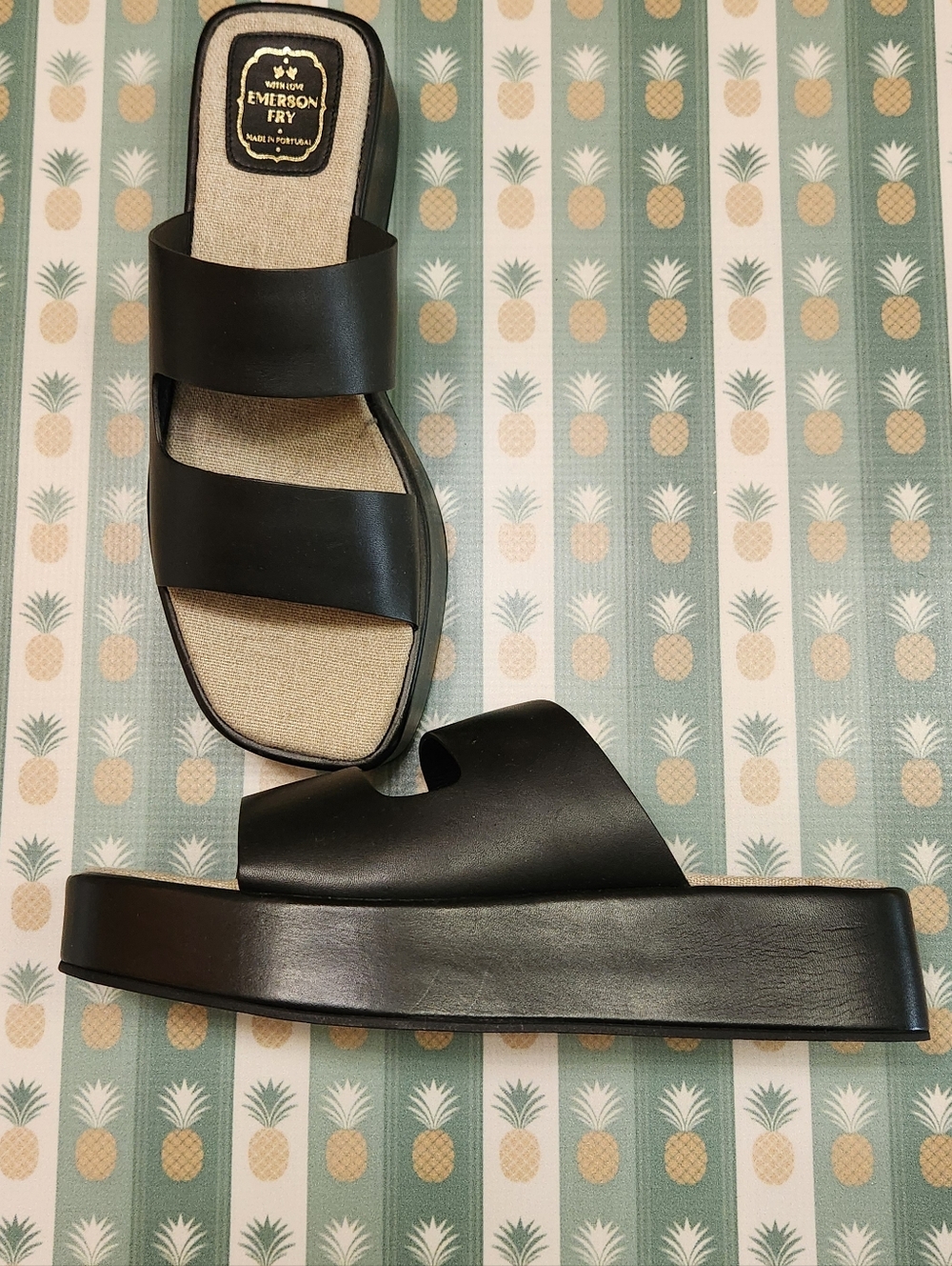 Emerson Fry Black Platform Slide Sandals - Picture 7 of 8